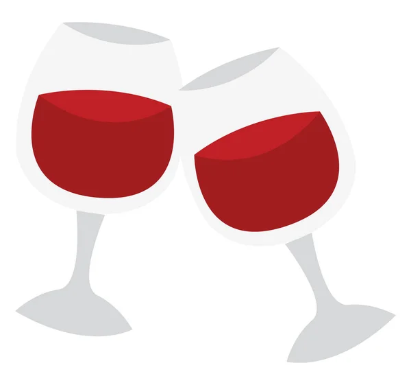 Dois copos de vinho, ilustração, vetor sobre fundo branco . — Vetor de Stock