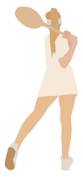 Meisje met tennisracket, illustratie, vector op witte achtergrond — Stockvector