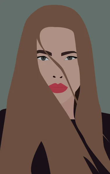 Chica con el pelo largo, ilustración, vector sobre fondo blanco. — Vector de stock