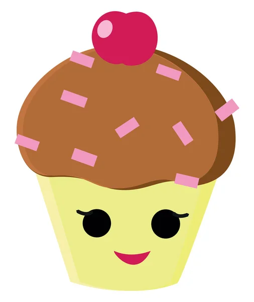 Mignon cupcake, illustration, vecteur sur fond blanc . — Image vectorielle