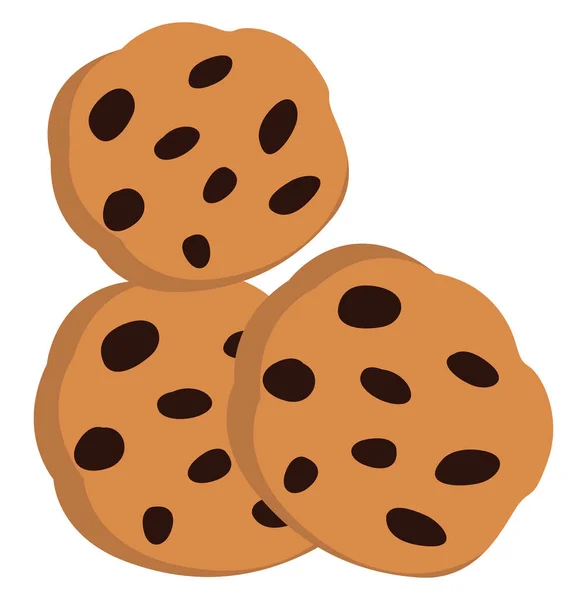 Chocolate Chip Cookie, Illustration, Vektor auf weißem Hintergrund. — Stockvektor