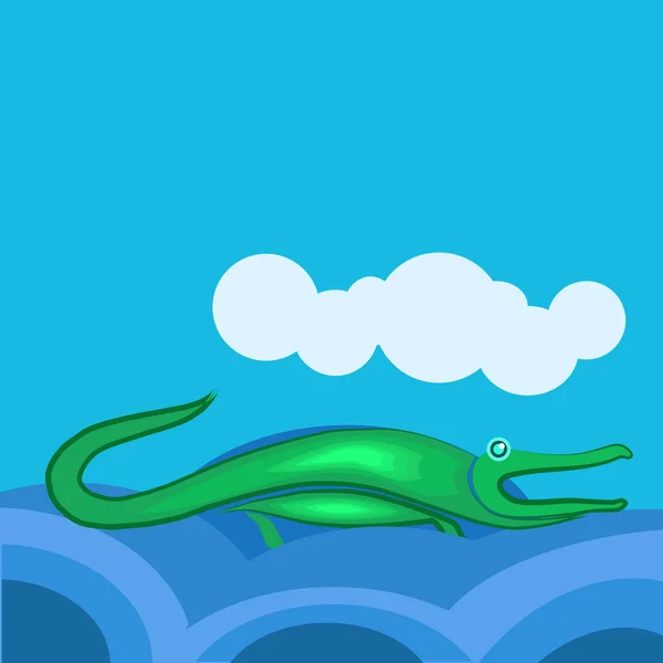 Crocodile en rivière, illustration, vecteur sur fond blanc . — Image vectorielle