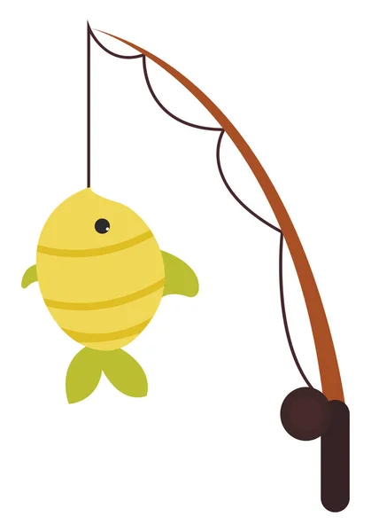 Fisch auf Angelrute, Illustration, Vektor auf weißem Hintergrund. — Stockvektor