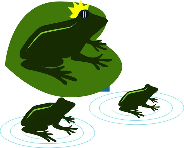 Green frogs, illustration, vector on white background. — Stock Vector