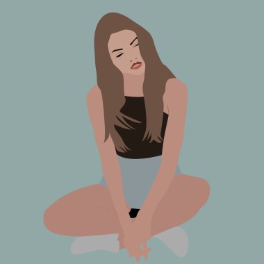 Şortlu kız, illüstrasyon, beyaz arkaplan üzerinde vektör.