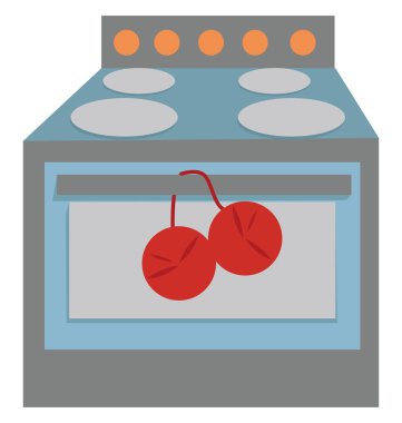 Mutfak sobası, illüstrasyon, beyaz arkaplanda vektör.