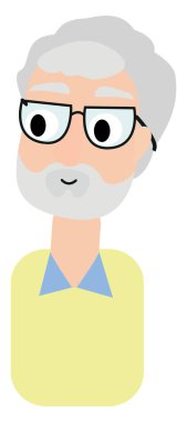 Yaşlı adam, illüstrasyon, beyaz arkaplan vektörü.