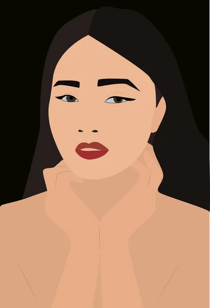 Chica con labios rojos, ilustración, vector sobre fondo blanco . — Archivo Imágenes Vectoriales