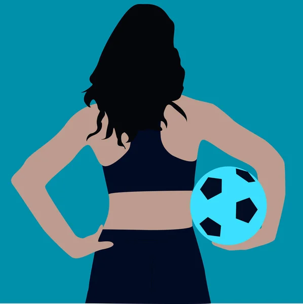 Mädchen mit Ball, Illustration, Vektor auf weißem Hintergrund. — Stockvektor