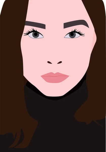 Chica en blusa negra, ilustración, vector sobre fondo blanco . — Vector de stock