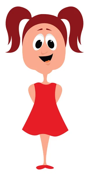 Chica en vestido rojo, ilustración, vector sobre fondo blanco . — Archivo Imágenes Vectoriales