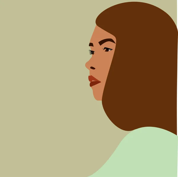 Mädchen mit braunen Haaren, Illustration, Vektor auf weißem Hintergrund. — Stockvektor