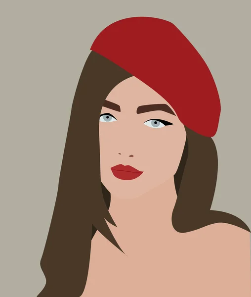 Chica con sombrero rojo, ilustración, vector sobre fondo blanco . — Archivo Imágenes Vectoriales