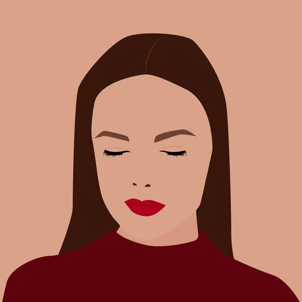 Chica con los ojos cerrados, ilustración, vector sobre fondo blanco . — Vector de stock