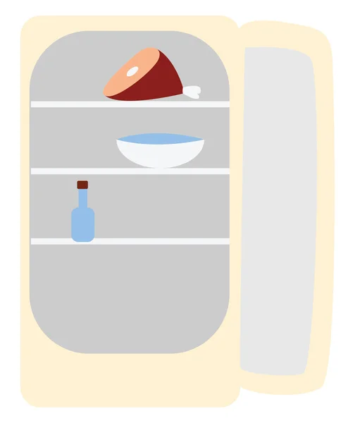 Réfrigérateur ouvert, illustration, vecteur sur fond blanc . — Image vectorielle