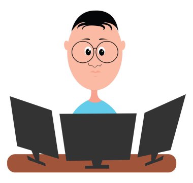 Programcı, illüstrasyon, beyaz arka plan vektör.