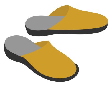 Sarı terlikler, illüstrasyon, beyaz arkaplanda vektör.