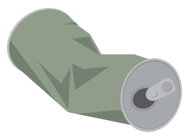 Squeezed can, illustration, vector on white background. clipart