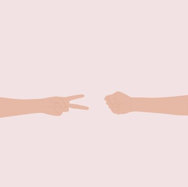 Taş kağıt ve makas, illüstrasyon, beyaz arka Grou 'nun vektörü