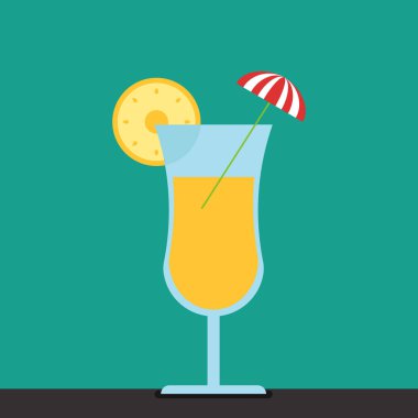 Yaz kokteyli, illüstrasyon, beyaz arkaplan vektörü.
