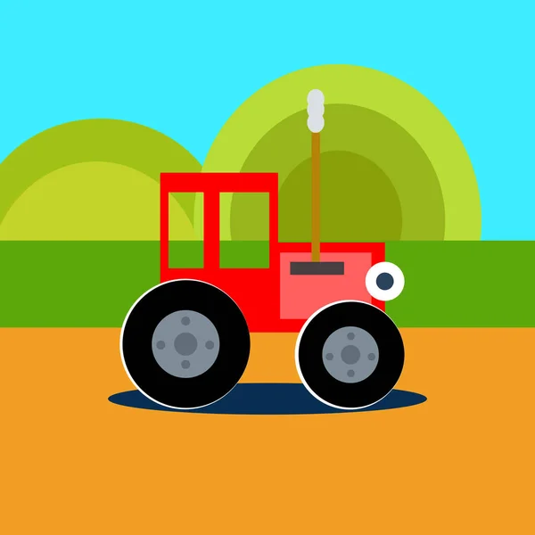 Red tractor, illustration, vector on white background. — Stock Vector