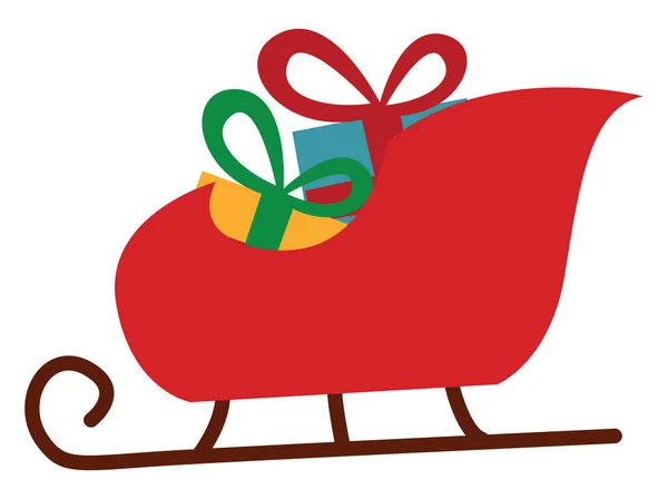 Santa sleigh, illustration, vector on white background. — 스톡 벡터