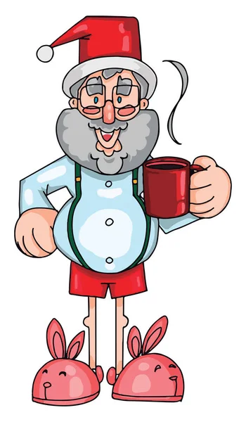 Zabawna kreskówka człowieka w świątecznej czapce, ilustracja, vecto — Wektor stockowy