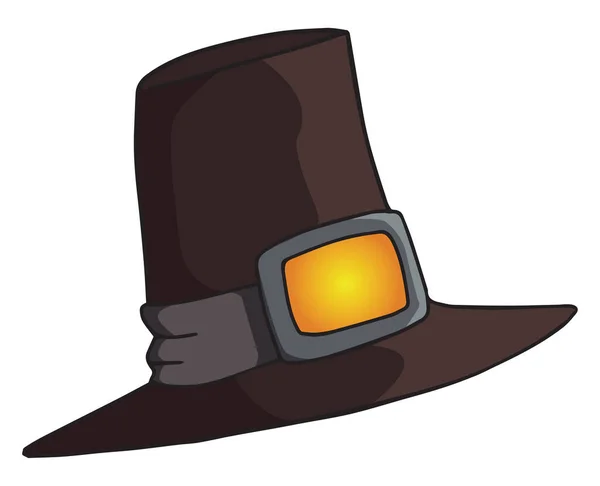 Largo sombrero de mago negro con estilo, ilustración, vector en blanco b — Archivo Imágenes Vectoriales