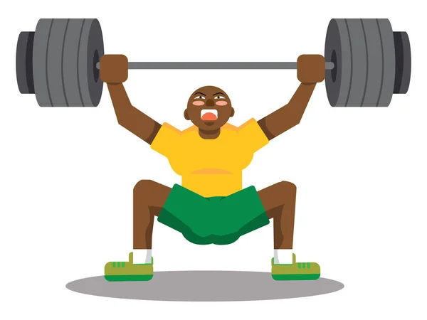 Man lifting weights, illustration, vector on white background. — Stock Vector