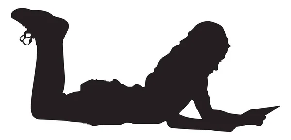 Silhouette of a girl lying on the floor, illustration, vector on — Stock Vector