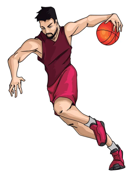 Jugador de baloncesto en el jersey púrpura, ilustración, vector en — Archivo Imágenes Vectoriales