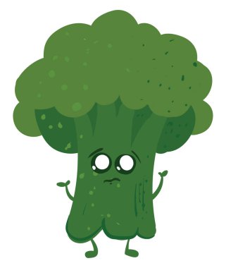 Üzgün brokoli, illüstrasyon, beyaz arkaplanda vektör.