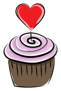 Kalbi, illüstrasyonu, beyaz arkaplanda vektörü olan pasta.