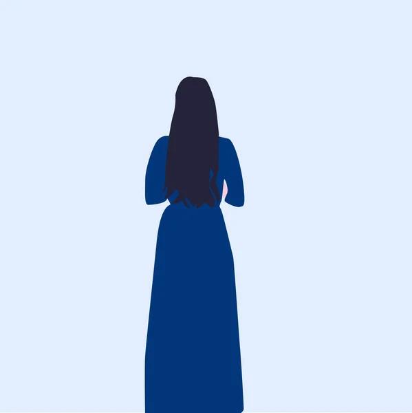 穿着蓝色长裙的女孩 白色背景上的矢量 — 图库矢量图片
