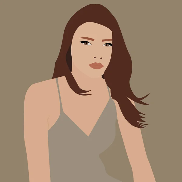 茶色の髪を持つ女性 イラスト 白い背景にベクトル — ストックベクタ