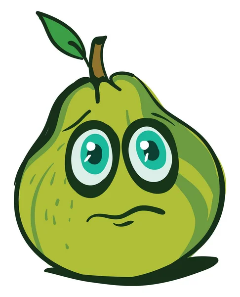 Guayaba Verde Triste Ilustración Vector Sobre Fondo Blanco — Vector de stock