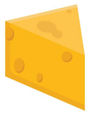 Beyaz arka planda peynir parçası, illüstrasyon, vektör.