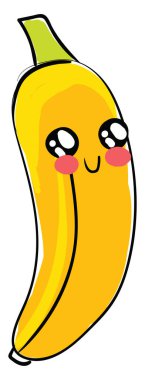 Sevimli muz, illüstrasyon, beyaz arka plan vektör.