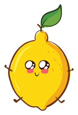 Sevimli limon, illüstrasyon, beyaz arka plan vektör.