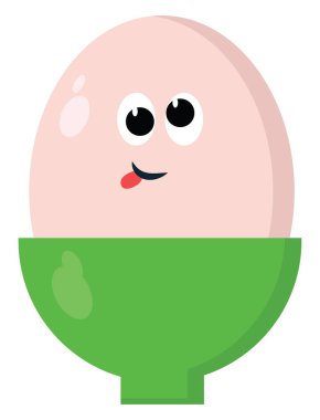 Yeşil kasede yumurta, illüstrasyon, beyaz arkaplanda vektör.