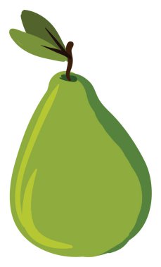 Düz yeşil armut, illüstrasyon, beyaz arkaplanda vektör.