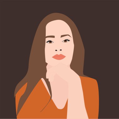 Turuncu kazaklı kız, resimli, beyaz arkaplanda vektör.