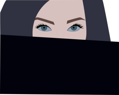 Yeşil gözlü kız, illüstrasyon, beyaz arkaplanda vektör.
