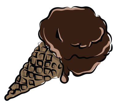 Çikolatalı dondurma, illüstrasyon, beyaz arka planda vektör.