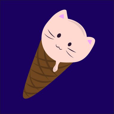 Kedi dondurması, illüstrasyon, beyaz arkaplanda vektör.