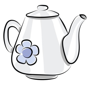 Çiçek çaydanlığı, illüstrasyon, beyaz arka planda vektör..