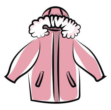 Pembe kış ceketi, illüstrasyon, beyaz arka planda vektör..