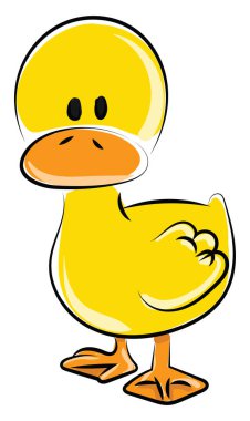 Küçük sarı ördek, illüstrasyon, beyaz arkaplanda vektör.