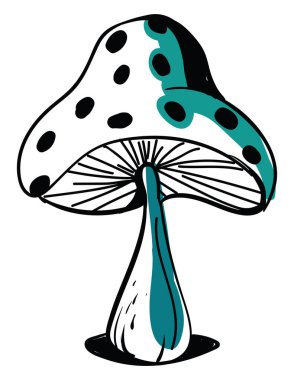 Beyaz zemin üzerinde bir mantar, illüstrasyon, vektör çizimi.