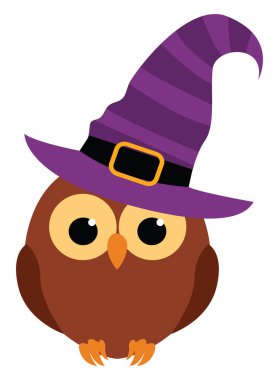 Şapkalı baykuş, illüstrasyon, beyaz arkaplanda vektör.